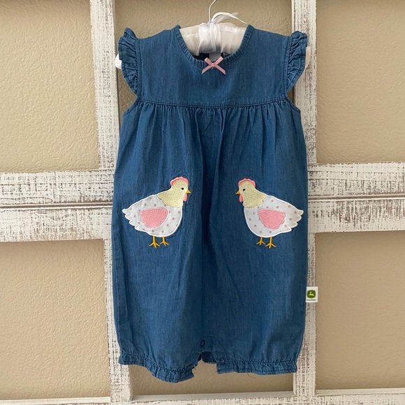 John Deere Other - John Deere baby girl denim romper